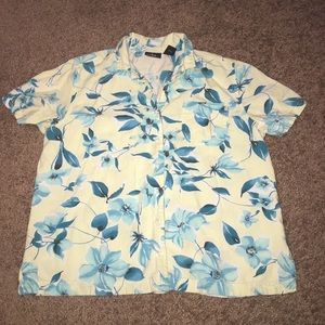 Button down, floral blouse